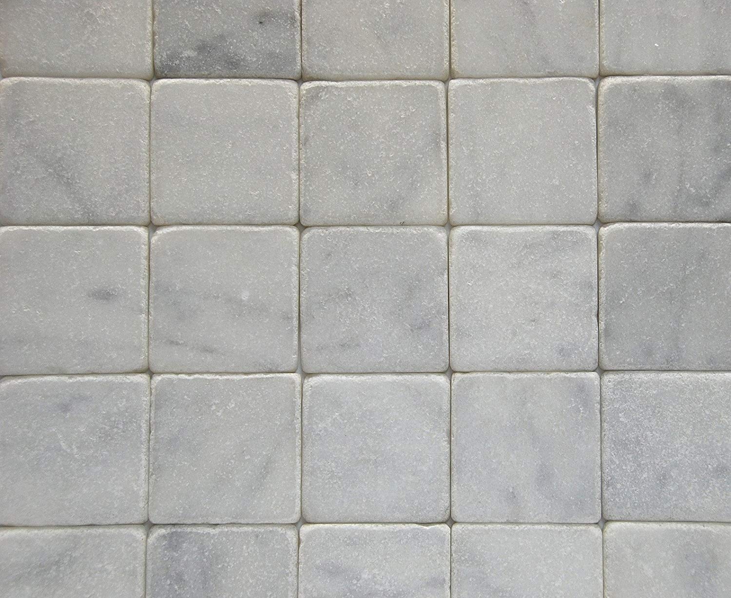 Carrara Marble Italian White Bianco Carrera 4x4 Marble Tile Tumbled - Tilefornia