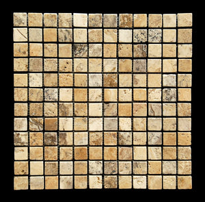 Philadelphia 1X1 Travertine Tumbled Mosaic Tile - 6 X 6 Sample - Tilefornia