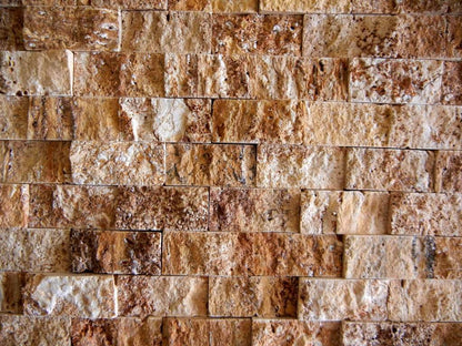 Yellow/Gold travertine split face mosaic 1x2 - Tilefornia