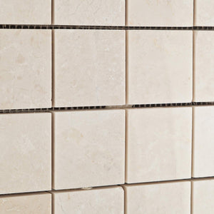 White Pearl / Botticino Marble 2 X 2 Polished Mosaic Tile - Box of 5 Sheets - Tilefornia