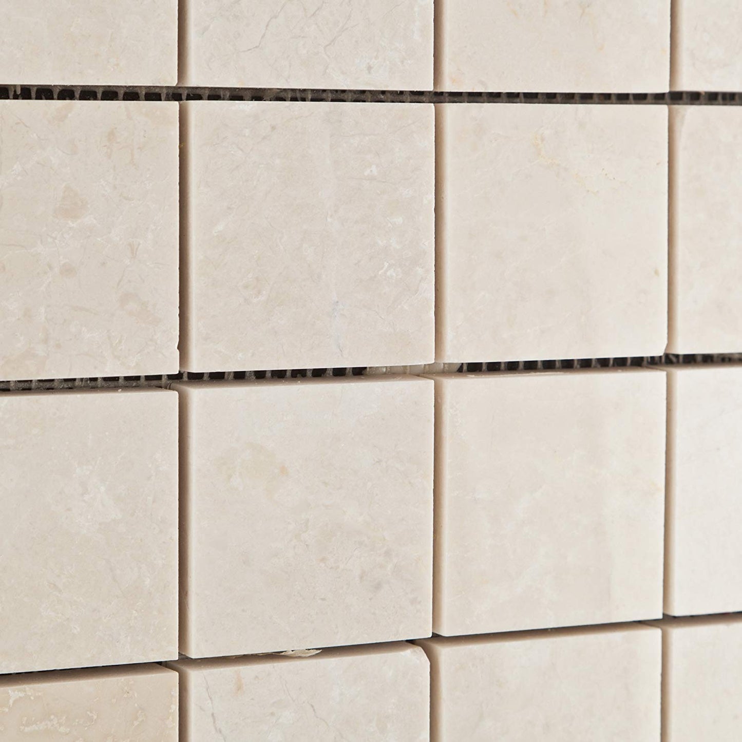 White Pearl / Botticino Marble 2 X 2 Polished Mosaic Tile - 6" X 6" Sample - Tilefornia