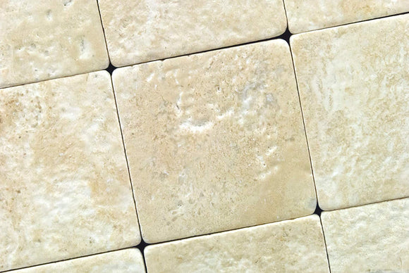 Durango Cream 4X4 Travertine Tumbled Tile - 4 pcs. Sample Set - Tilefornia