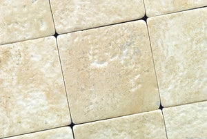 Durango Cream 4X4 Travertine Tumbled Tile - Lot of 50 sq .ft. - Tilefornia
