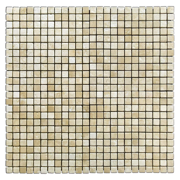 Durango Cream 1 X 1 Tumbled Travertine Mosaic Tile - Box of 5 sq. ft. - Tilefornia