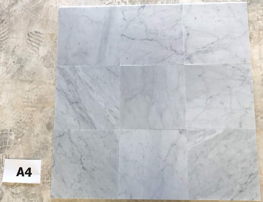 Italian Carrara White (Bianco Carrara) Marble 12" X 12" Field Tile, Polished - A4 (Lot of264 pcs. (264 sq. ft.) - Tilefornia