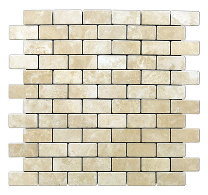 Durango Cream 2 X 4 Tumbled Travertine Brick Mosaic Tile - Lot of 50 sq .ft. - Tilefornia