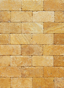 Gold (Yellow) Travertine 3 X 6 Brick Field Tile, Tumbled, 2 pcs. SAMPLE - Tilefornia