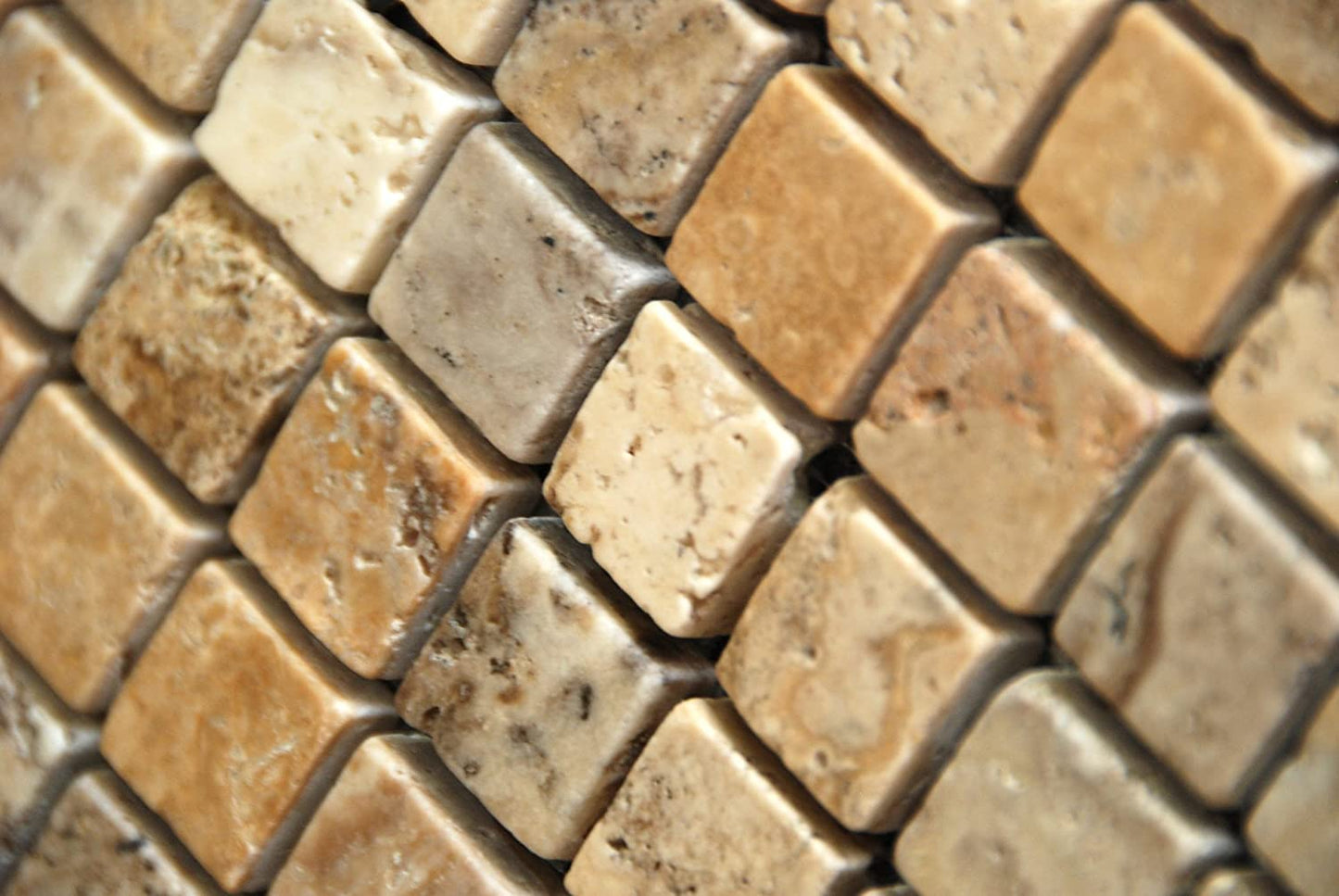 Philadelphia 1X1 Travertine Tumbled Mosaic Tile - 6 X 6 Sample - Tilefornia