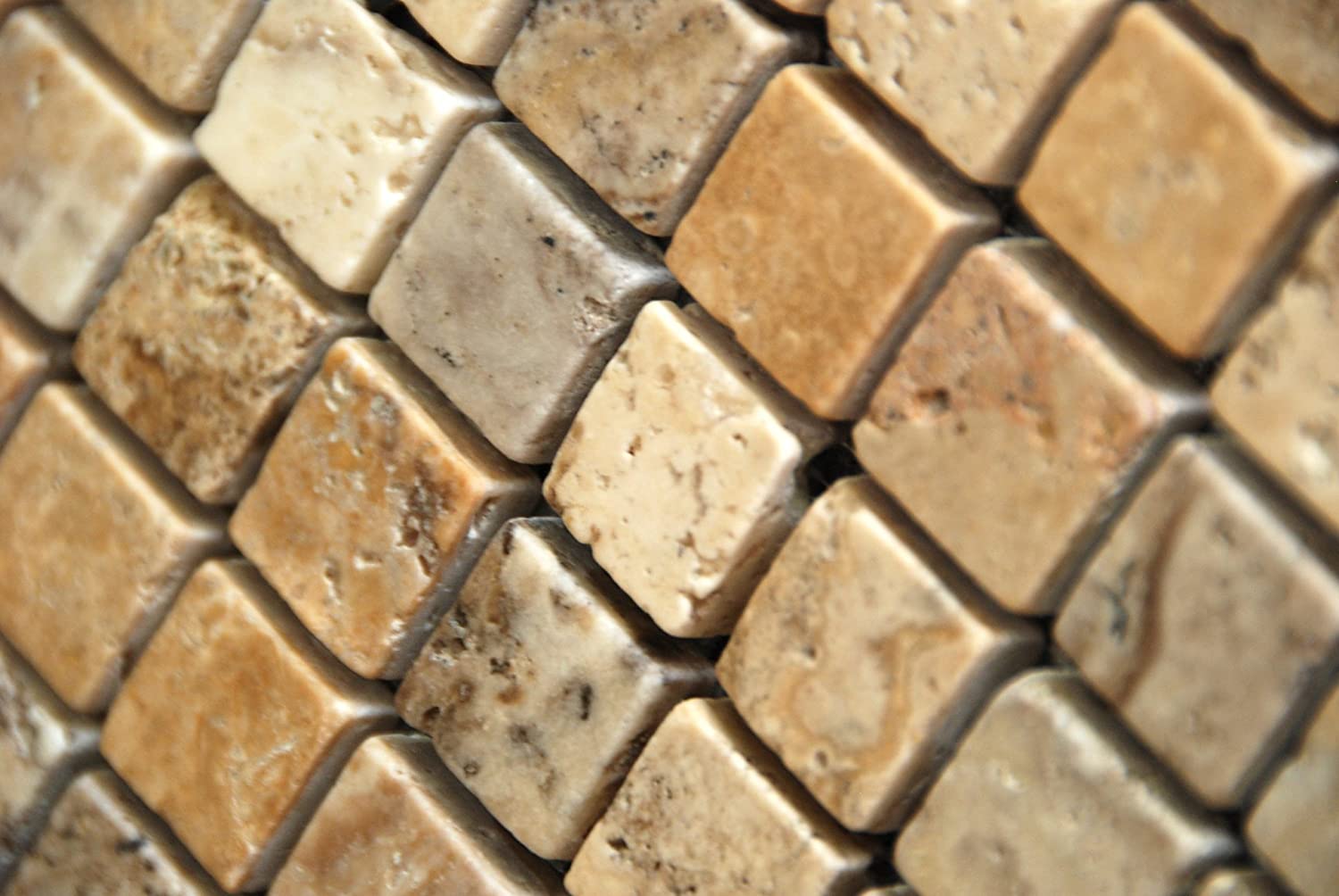 Philadelphia 1X1 Travertine Tumbled Mosaic Tile - 6 X 6 Sample - Tilefornia