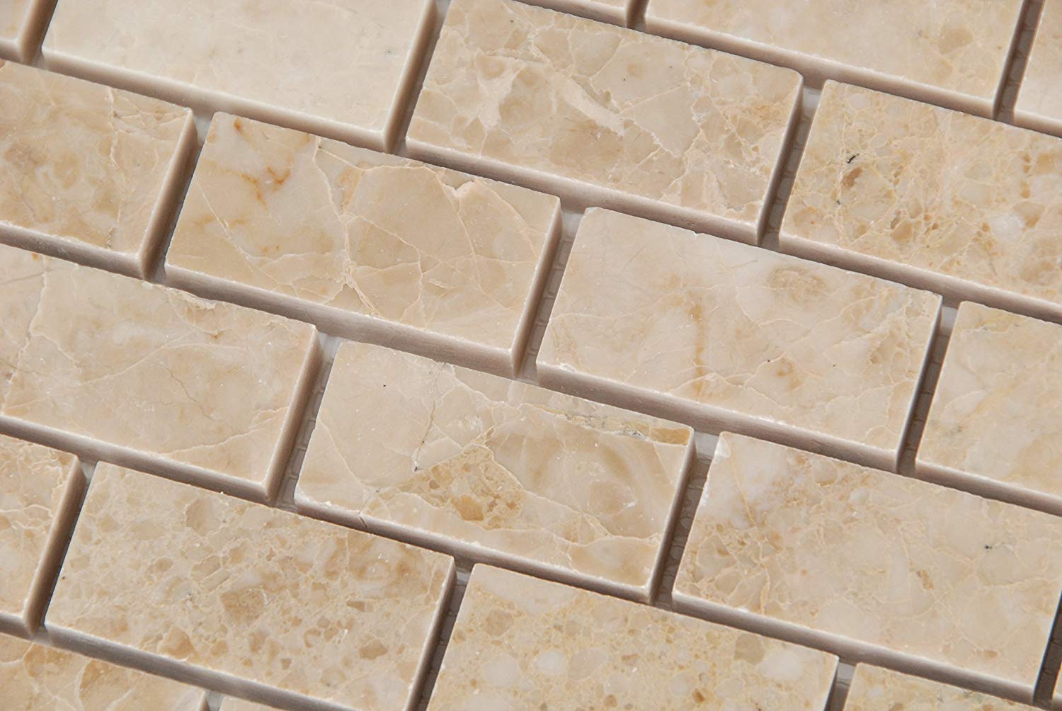 Crema Cappuccino Marble 1 X 2 Brick Polished Mosaic Tiles - Premium Quality (SAMPLE) - Tilefornia
