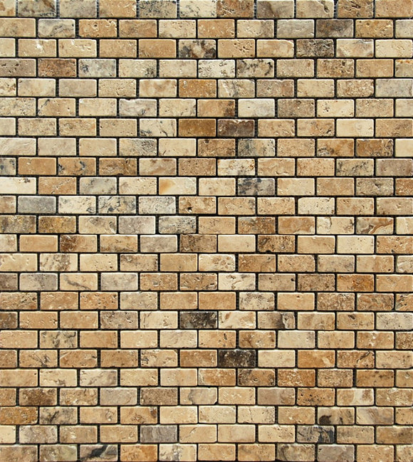 Philadelphia 1 X 2 Tumbled Travertine Brick Mosaic Tile - Box of 5 sq. ft. - Tilefornia