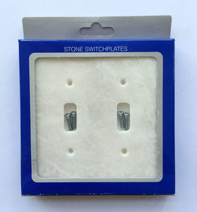 White Marble Meram Blanc Switch Plate Cover Double Toggle - 4.50 X 5.50 IN - Tilefornia