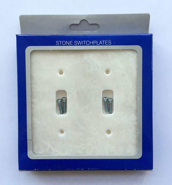 White Marble Meram Blanc Switch Plate Cover Double Toggle - 4.50 X 5.50 IN - Tilefornia