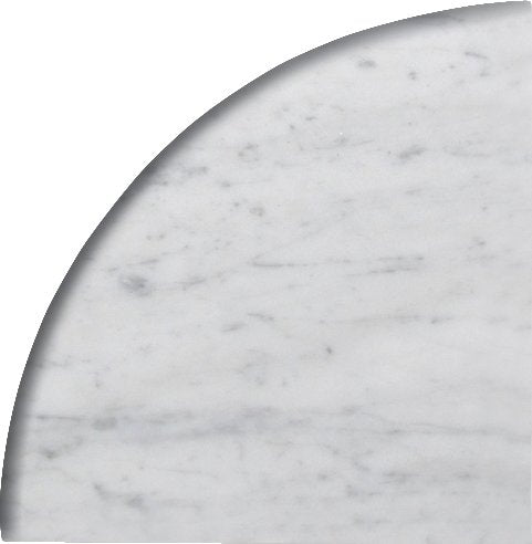 Round Edge Bianco Carrara 9'' X 9'' X 3/4'' Premium Corner Shelf Piece Both Sides Polished (5) - Tilefornia