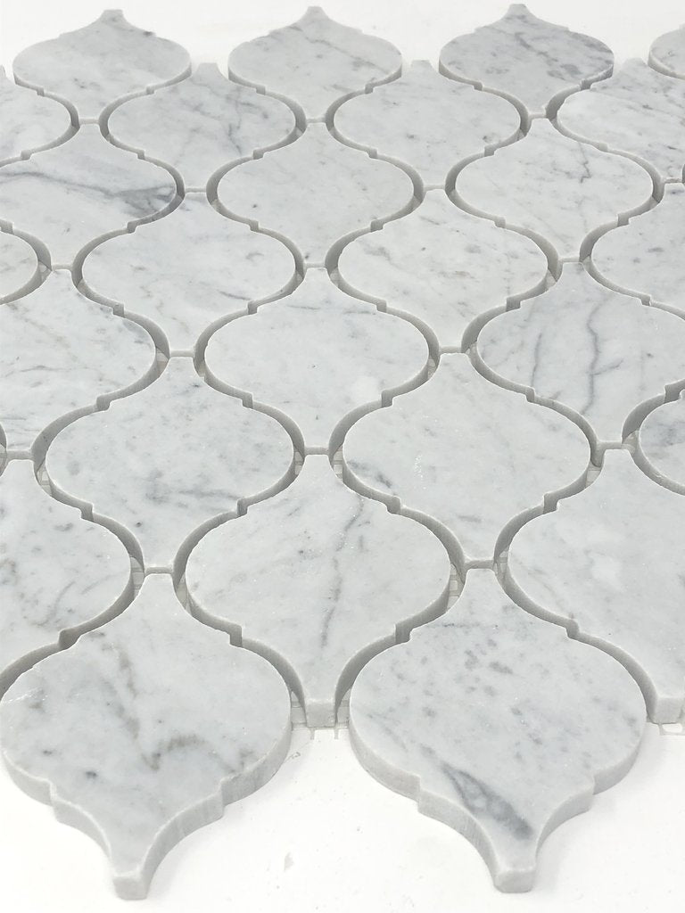 Tilefornia Italian Carrara White Marble Lantern Mosaic TIle Polished/Honed - Tilefornia