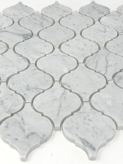 Tilefornia Italian Carrara White Marble Lantern Mosaic TIle Polished/Honed - Tilefornia