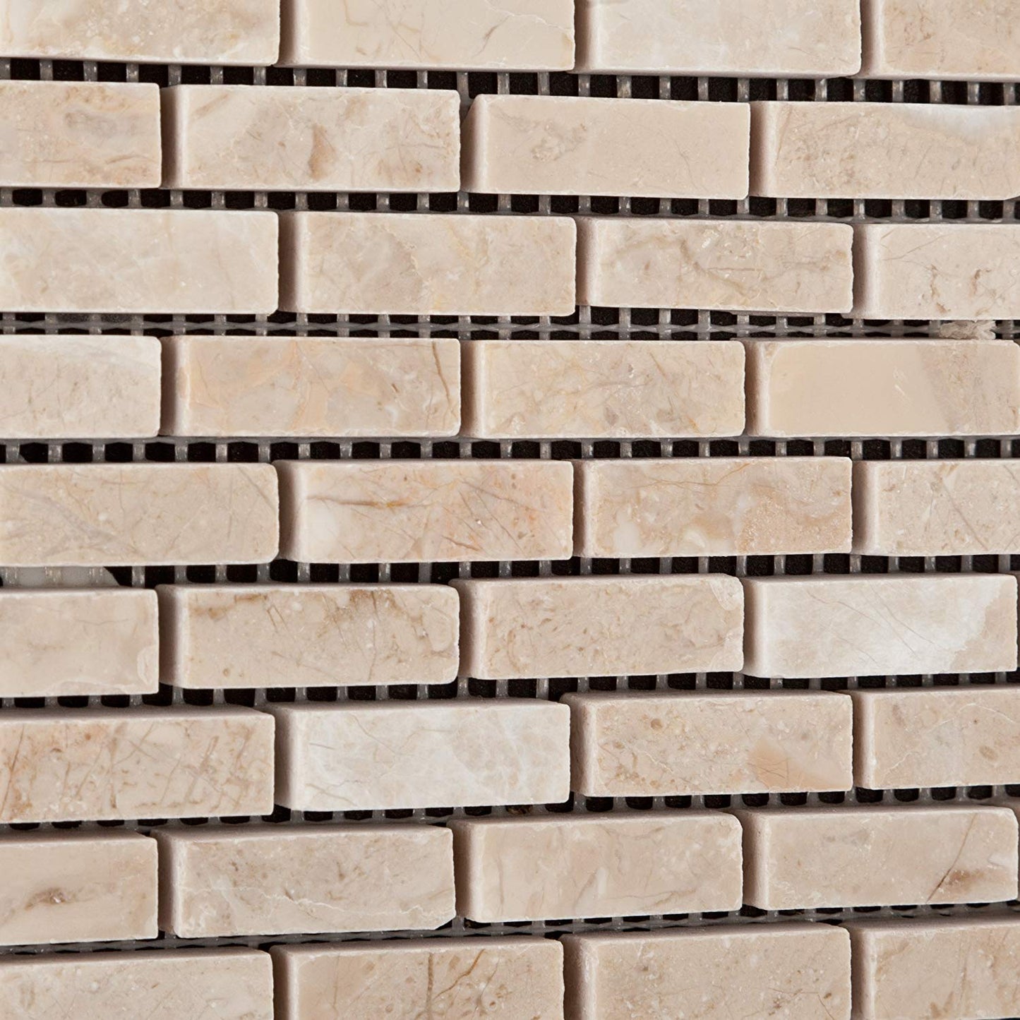 Bursa Beige / Sandy Beige Marble Mini - Brick Honed Mosaic Tile - Lot of 50 Sheets - Tilefornia
