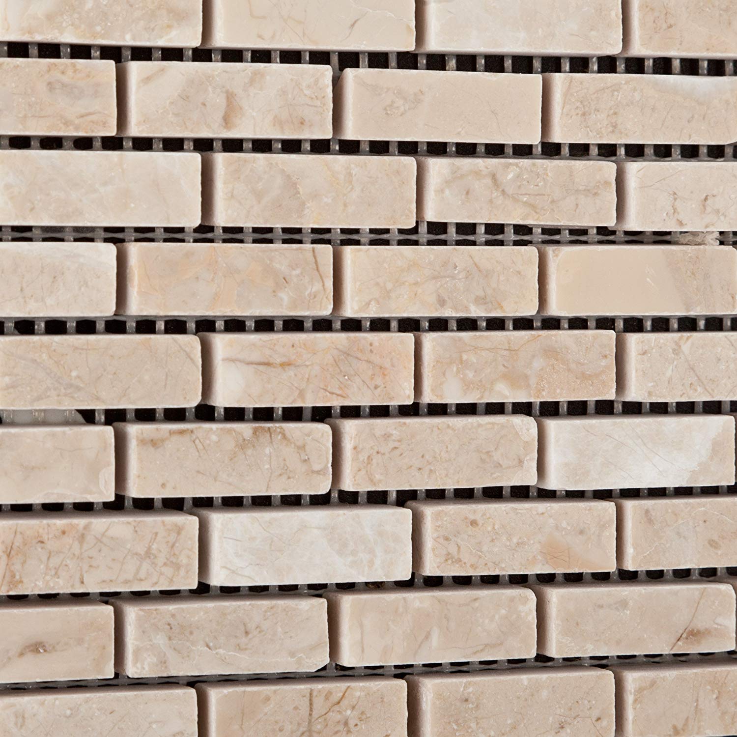 Bursa Beige / Sandy Beige Marble Mini - Brick Honed Mosaic Tile - Lot of 50 Sheets - Tilefornia