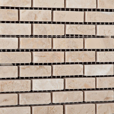 Beige Marble Brick Mosaic Tile, Honed