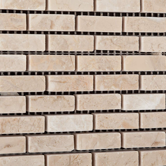 Bursa Beige / Sandy Beige Marble Mini - Brick Honed Mosaic Tile - 6