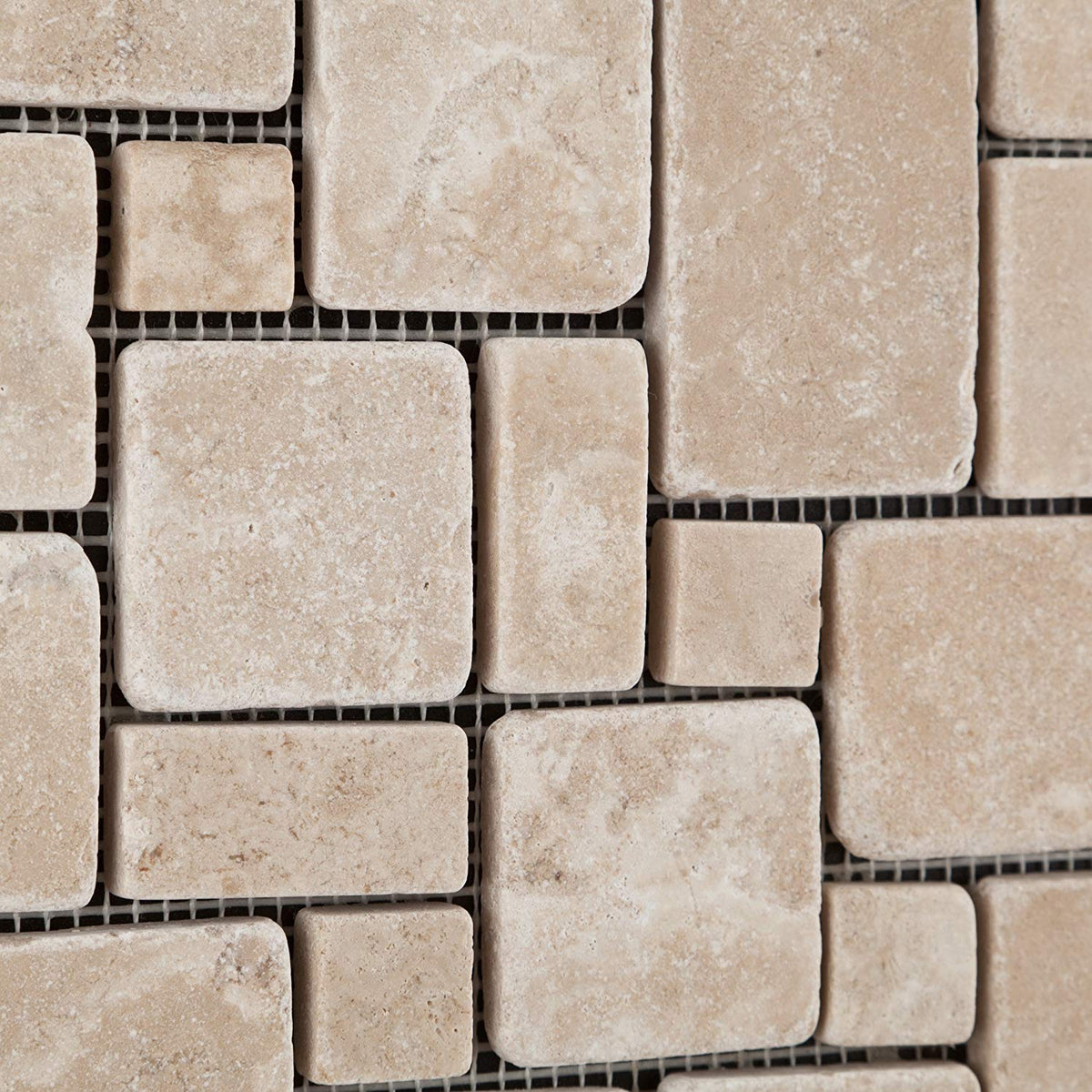Durango Cream (Paredon) Travertine Tumbled Mini-Versailles Pattern ...