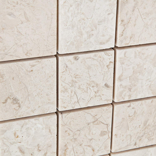 Crema Diva Marble 2 X 2 Polished Mosaic Tile - 6" X 6" Sample - Tilefornia