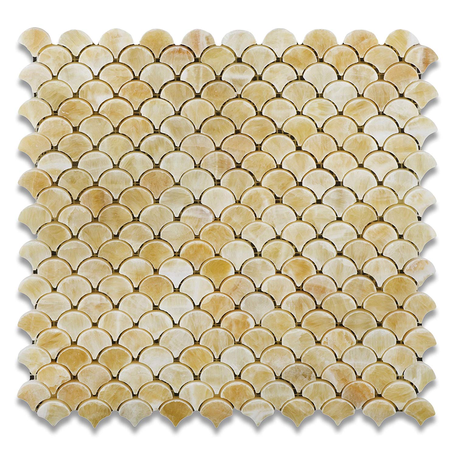 Honey Onyx Fan Mosaic Tile, Polished - 6" X 6" Sample - Tilefornia