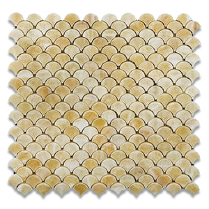 Honey Onyx Fan Mosaic Tile, Polished - 6" X 6" Sample - Tilefornia