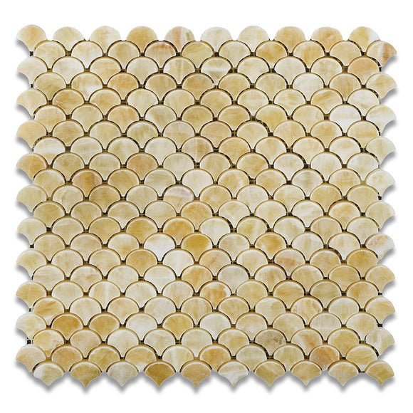 Honey Onyx Fan Mosaic Tile, Polished - Lot of 50 sq. ft. - Tilefornia