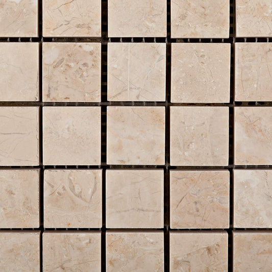 Bursa Beige / Sandy Beige Marble 1 X 1 Polished Mosaic Tile - 6" X 6" Sample - Tilefornia