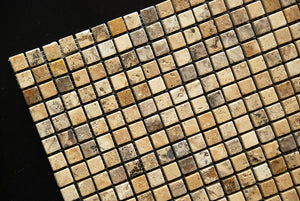 Philadelphia 5/8 X 5/8 Tumbled Travertine Mosaic Tile - 6 X 6 Sample - Tilefornia