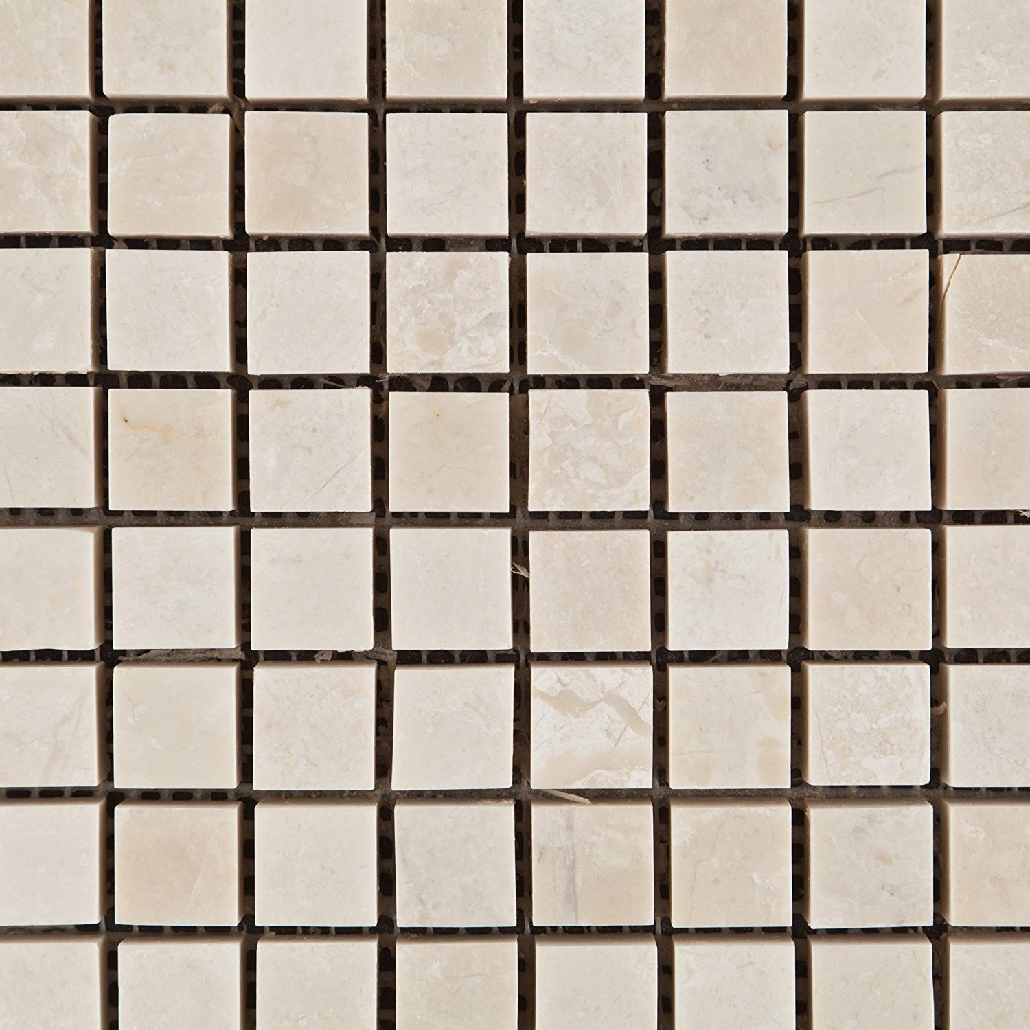 White Pearl / Botticino Marble 5/8 X 5/8 Polished Mosaic Tile - Box of 5 Sheets - Tilefornia
