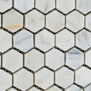 Bianco Venatino Carrara White Carrera Marble Honed 1.25 inch (1 1/4") Hexagon Mosaic Tile - Lot of 50 Sheets - Tilefornia