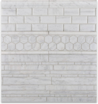 Bianco Venatino Marble 2 X 12 Polished OG-1 Chair Rail Trim - Lot of 5 pcs. - Tilefornia