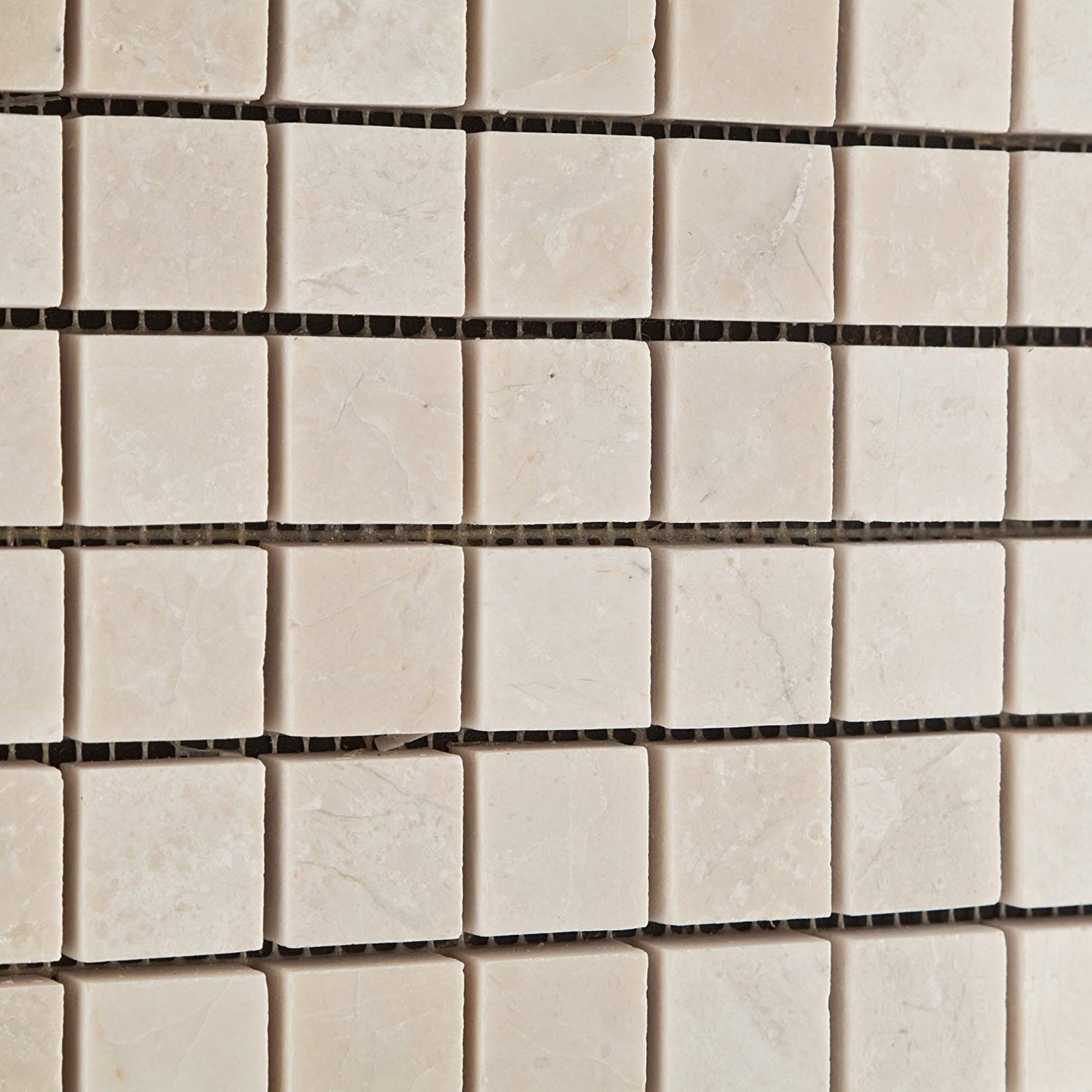 White Pearl / Botticino Marble 1 X 1 Polished Mosaic Tile - Box of 5 Sheets - Tilefornia