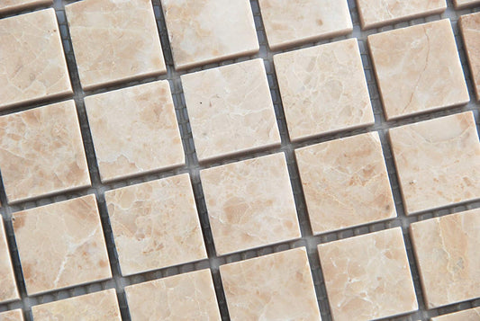 Crema Cappuccino Marble 1 X 1 Polished Mosaic Tiles - Premium Quality (LOT of 50 SHEETS) - Tilefornia