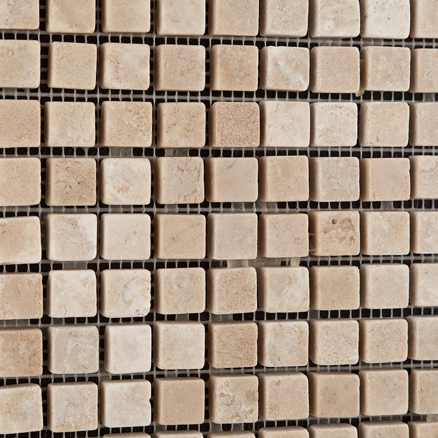 Durango Cream (Paredon) Travertine 5/8 X 5/8 Tumbled Mosaic Tile - Box of 5 Sheets - Tilefornia