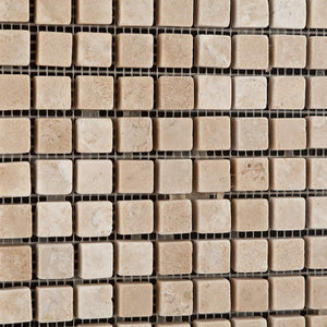 Durango Cream (Paredon) Travertine 5/8 X 5/8 Tumbled Mosaic Tile - Box of 5 Sheets - Tilefornia