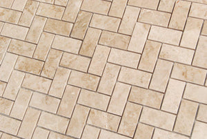 Crema Cappuccino Marble 1 X 2 Herringbone Polished Mosaic Tiles - Premium Quality (SAMPLE) - Tilefornia