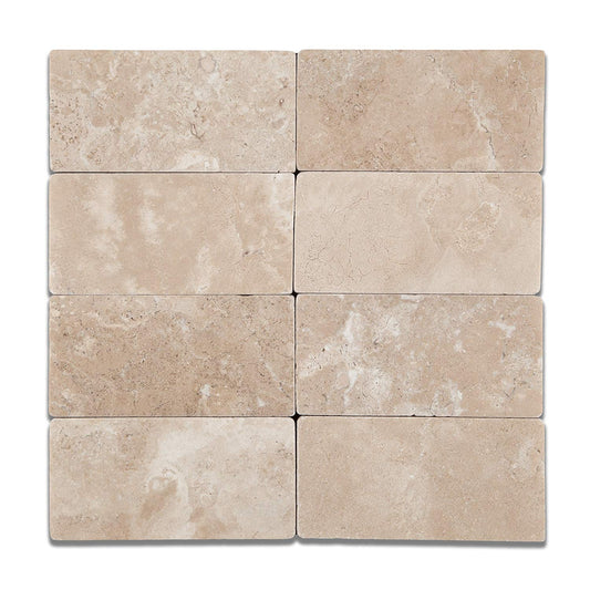 Durango Cream (Paredon) Travertine 3 X 6 Subway Field Tile, Tumbled - Lot of 50 sq. ft. - Tilefornia