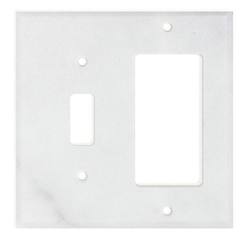 Tilefornia Carrara White Marble Toggle Rocker Switch Plate Polished/Honed - Tilefornia