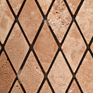 Andean Walnut Peruvian Travertine Herringbone Tumbled Mosaic Tile - 6" X 6" Sample - Tilefornia