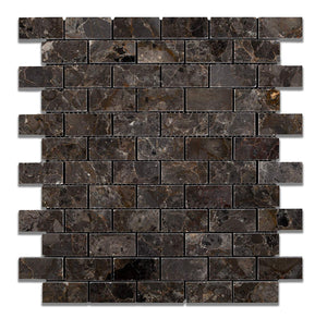 Grigio Verona Marble 1 X 2 Brick Polished Mosaic Tile - 6" X 6" Sample - Tilefornia