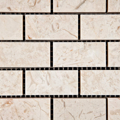 Cream Marble Brick Mosaic Tile 1x2, Polished