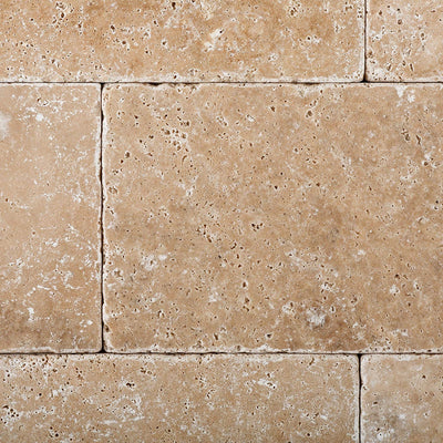 Walnut Travertine Subway Tile 6x12, Tumbled