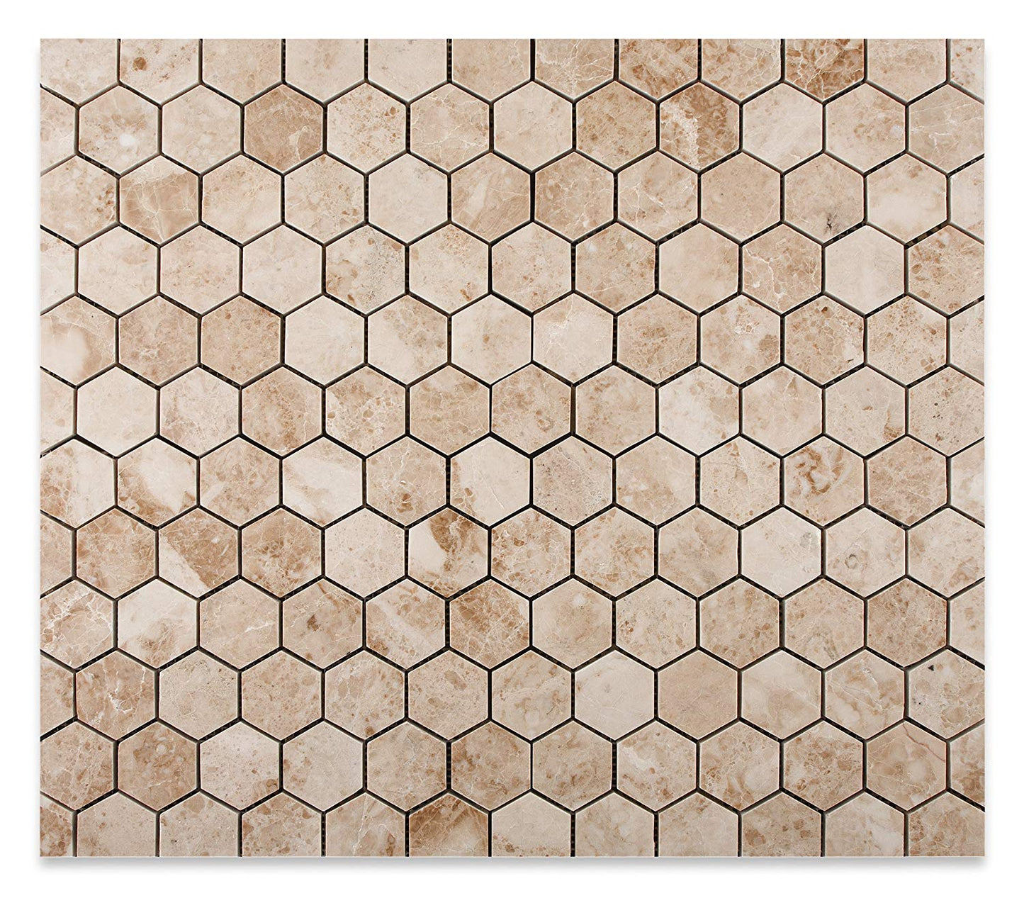Cappuccino Marble 2" Hexagon Polished Mosaic Tile - 6" X 6" Sample - Tilefornia