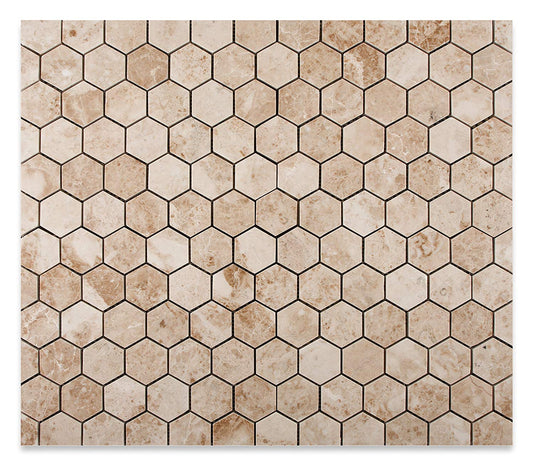 Cappuccino Marble 2" Hexagon Polished Mosaic Tile - 6" X 6" Sample - Tilefornia
