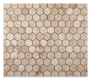 Cappuccino Marble 2" Hexagon Polished Mosaic Tile - 6" X 6" Sample - Tilefornia