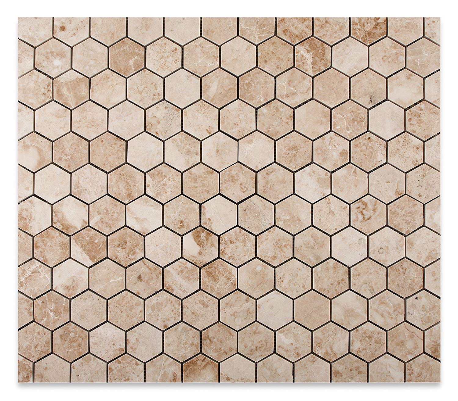 Cappuccino Marble 2" Hexagon Polished Mosaic Tile - Box of 5 Sheets - Tilefornia