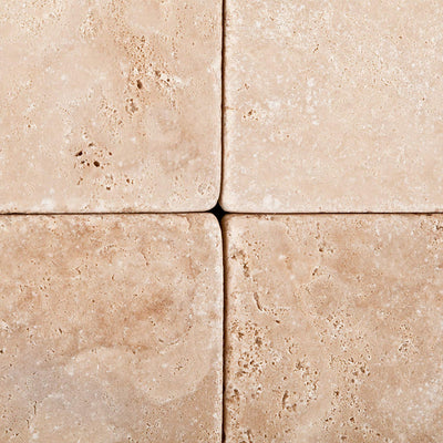 Light Beige Travertine Tile 4x4, Tumbled